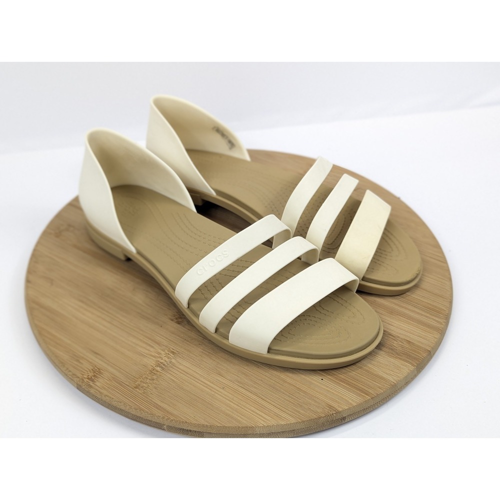 Crocs Tulum Sandals White Gum Womans 10 Open Toe Slip On Beach Vacation